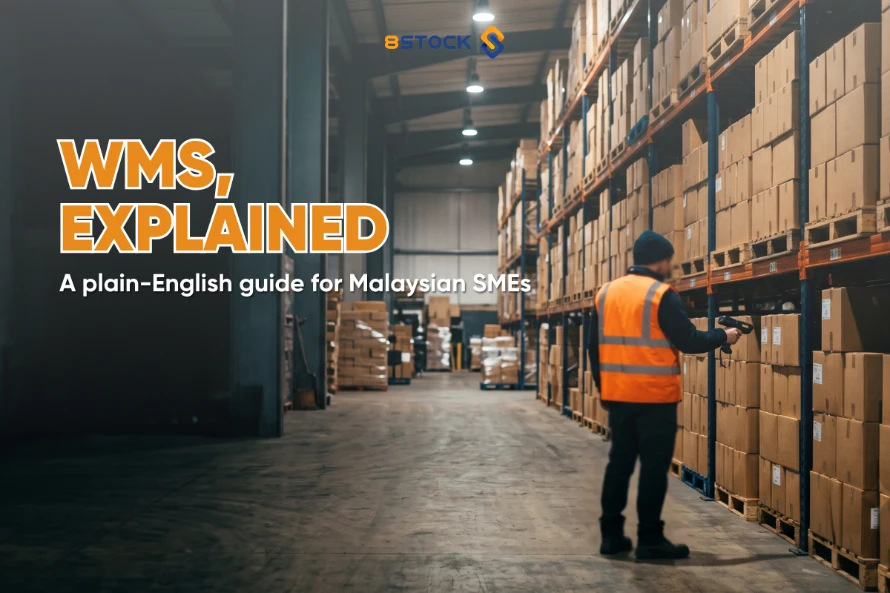 WMS system Malaysia — 8Stock cloud warehouse dashboard showing real-time stock across locations